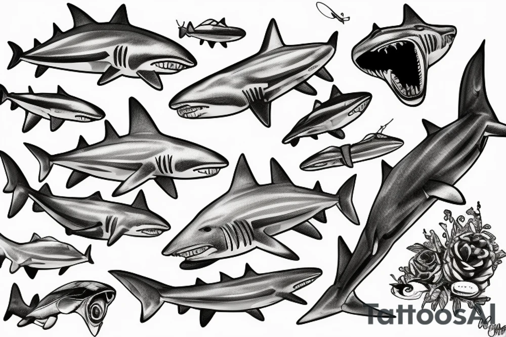 Under side of lemon shark tattoo idea