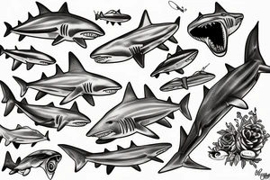 Under side of lemon shark tattoo idea