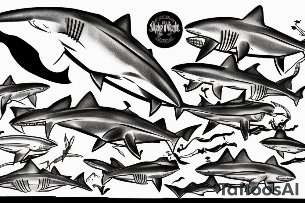 Under side of lemon shark tattoo idea