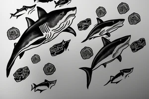 Great white shark one line tattoo idea