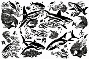 Great white shark one line tattoo idea