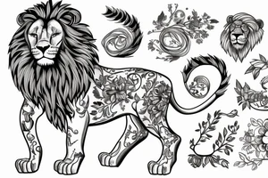 Hedgerow shaped like a lion full body tattoo idea
