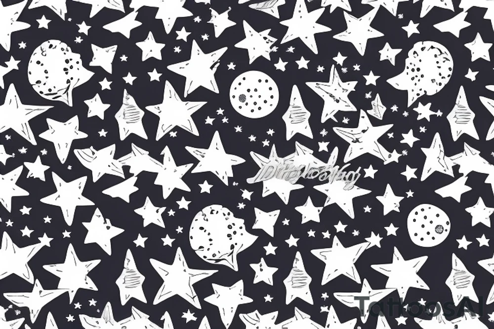 Dress with stars fabric tattoo idea