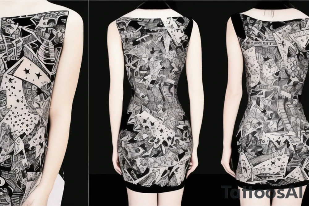 A Dress with stars fabric tattoo idea