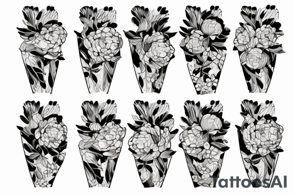 Vase of peonies tattoo idea