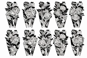 Vase of peonies tattoo idea