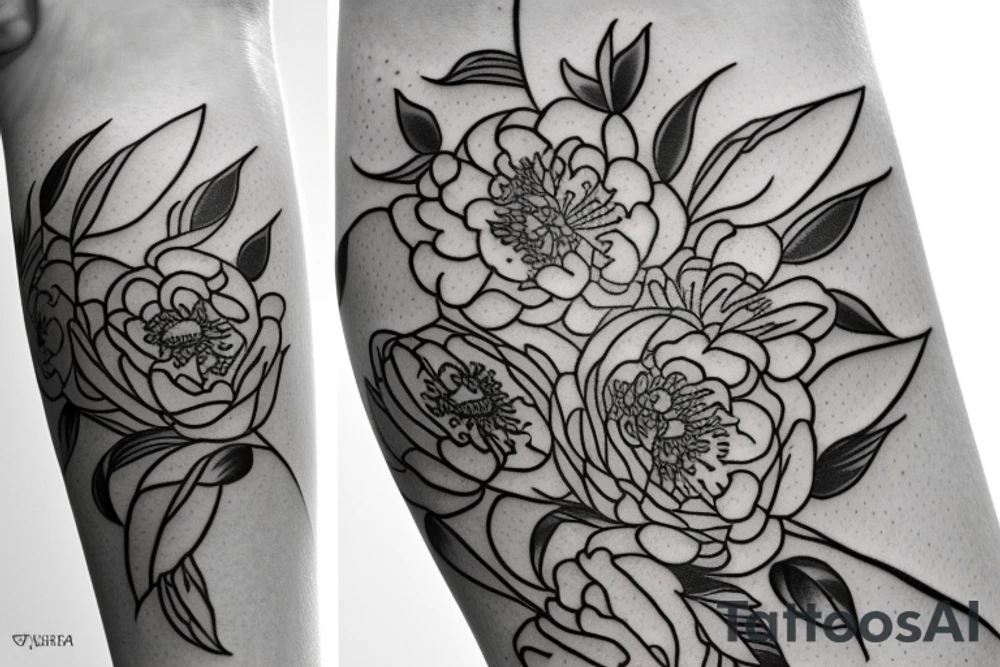 Vase of peonies tattoo idea