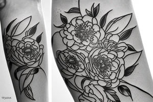 Vase of peonies tattoo idea