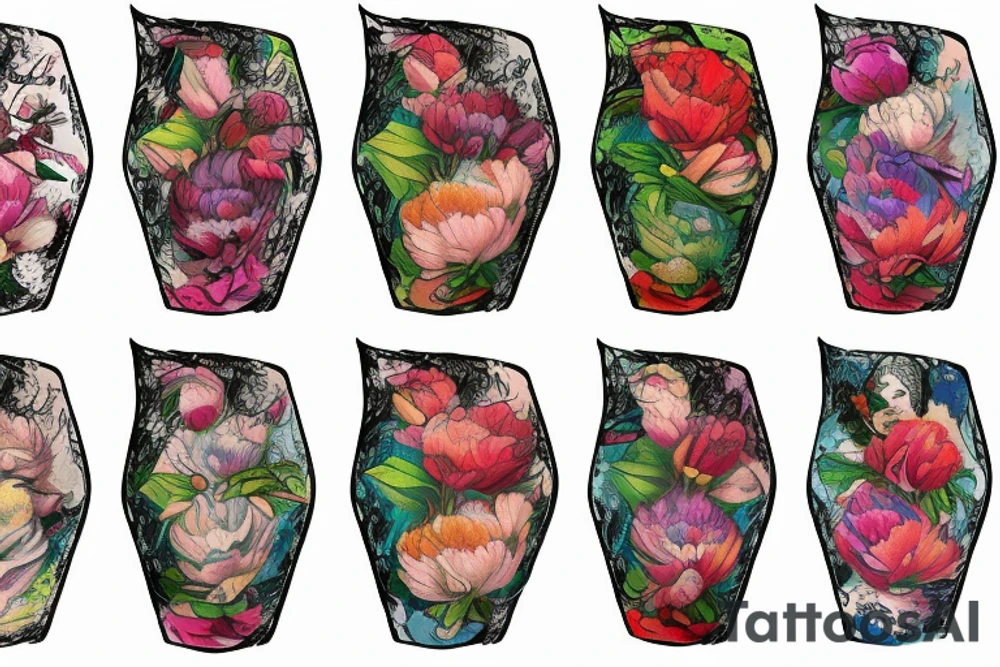 Vase of peonies tattoo idea