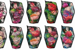Vase of peonies tattoo idea