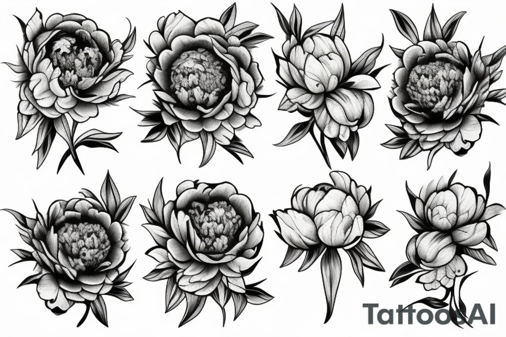 Vase of peonies tattoo idea