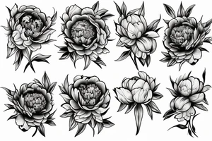 Vase of peonies tattoo idea