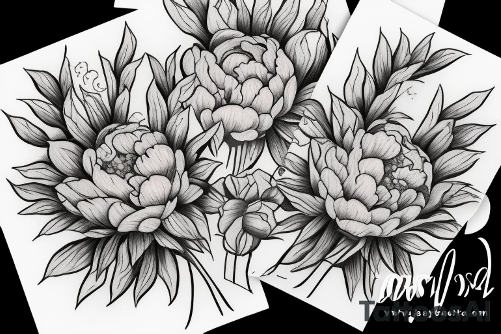 Vase of peonies tattoo idea