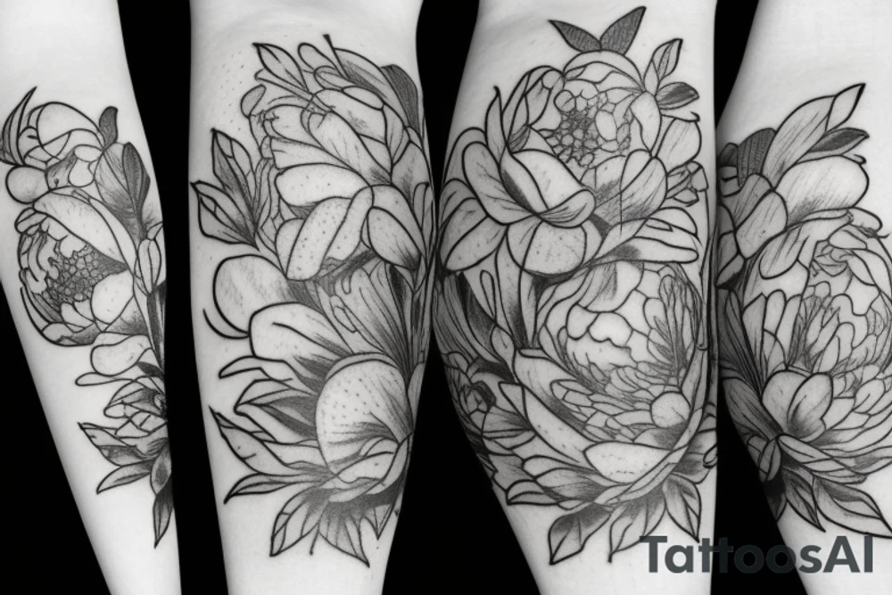 Vase of peonies tattoo idea