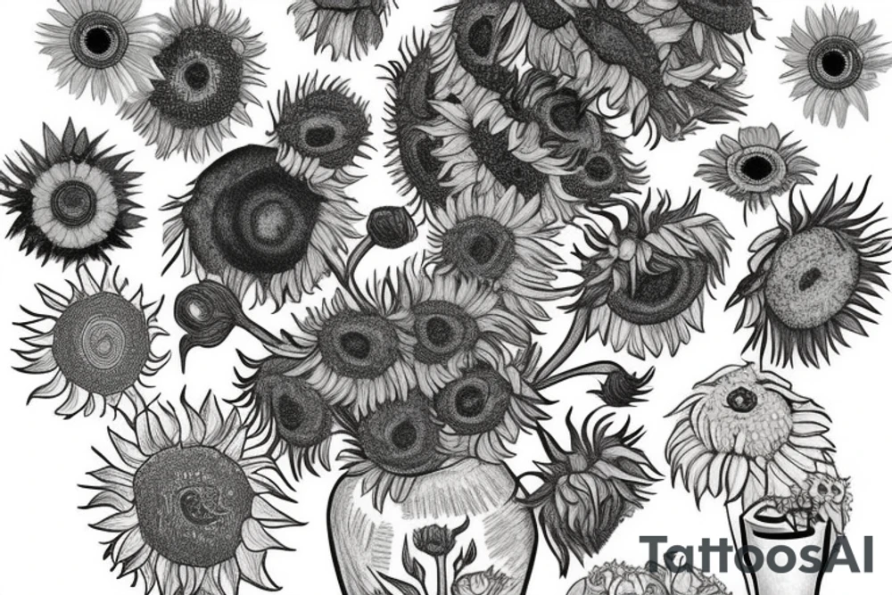 Vase of sunflowers tattoo idea