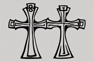 Religious cross, word “familia” solid background tattoo idea