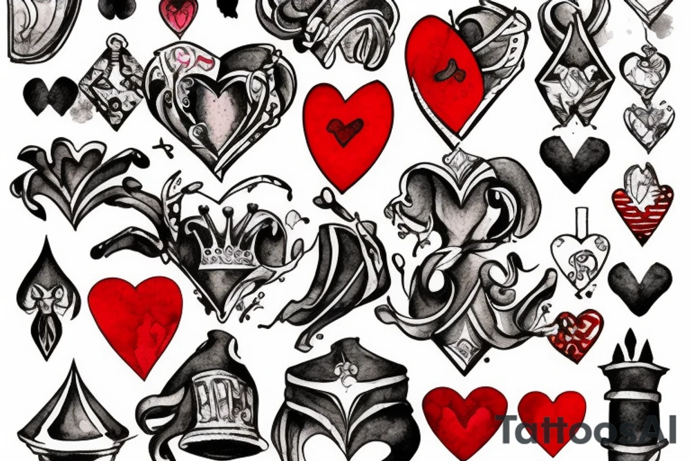 Cross, “king of hearts” tattoo idea
