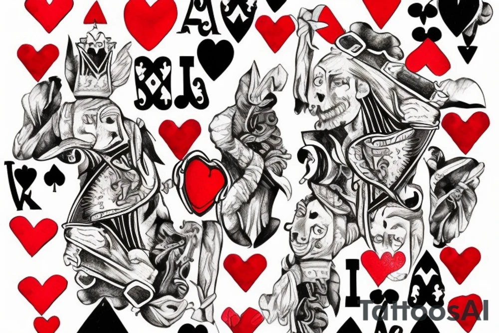 Cross, “king of hearts”  card tattoo idea