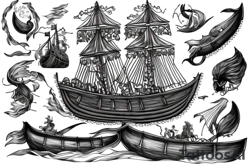 Viking Ship sailing in a storm tattoo idea
