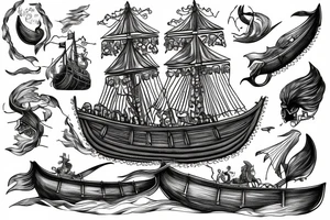 Viking Ship sailing in a storm tattoo idea