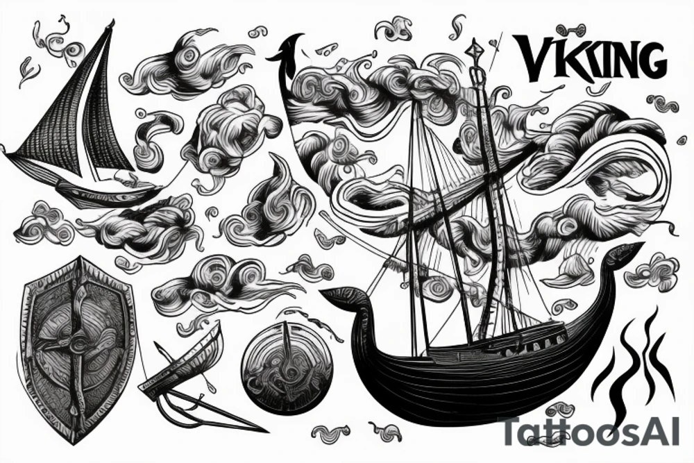 Viking Ship sailing in a storm tattoo idea