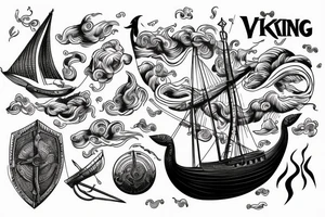 Viking Ship sailing in a storm tattoo idea