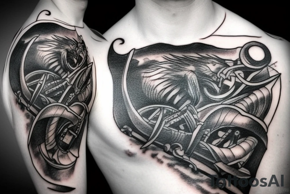 Viking Ship in a storm tattoo idea
