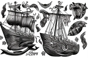 Viking Ship in a storm tattoo idea