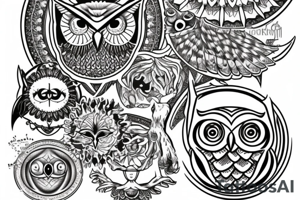 Occult Owl tattoo idea