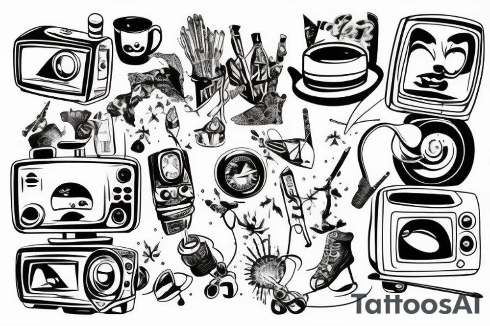 Melting television tattoo idea
