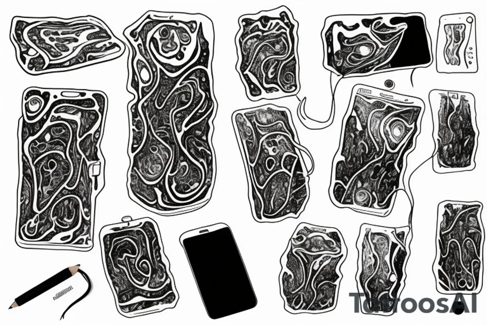 Melted dripping phone tattoo idea