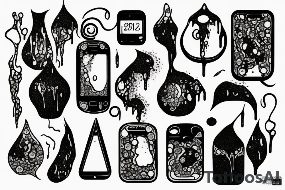 Melted dripping phone tattoo idea