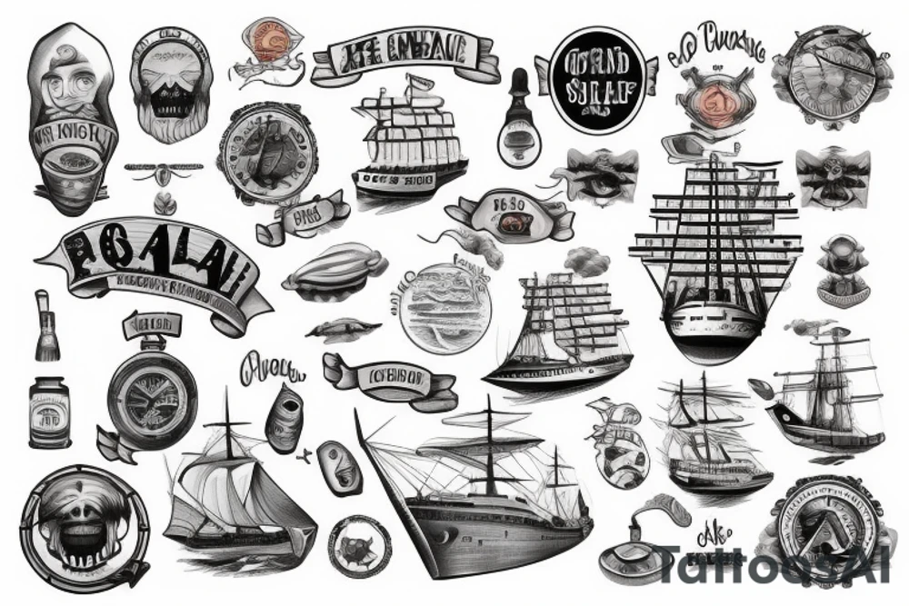 Ship at sea tattoo idea