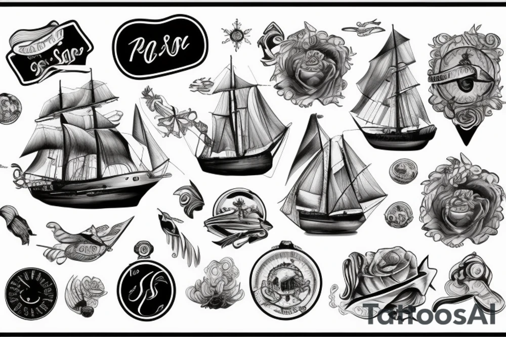 Ship at sea tattoo idea