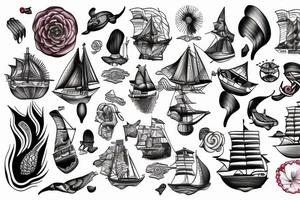 Ship at sea full sleeve tattoo idea