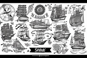 Ship at sea full sleeve tattoo idea