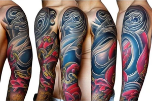 Ship at sea full sleeve tattoo idea