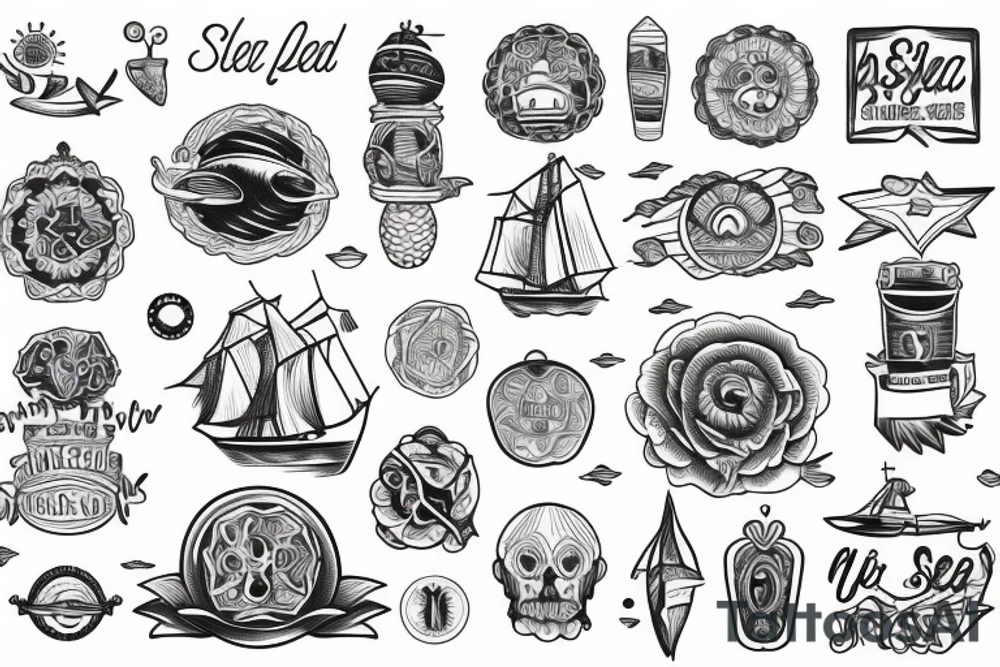 Ship at sea full sleeve tattoo idea