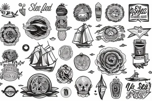 Ship at sea full sleeve tattoo idea