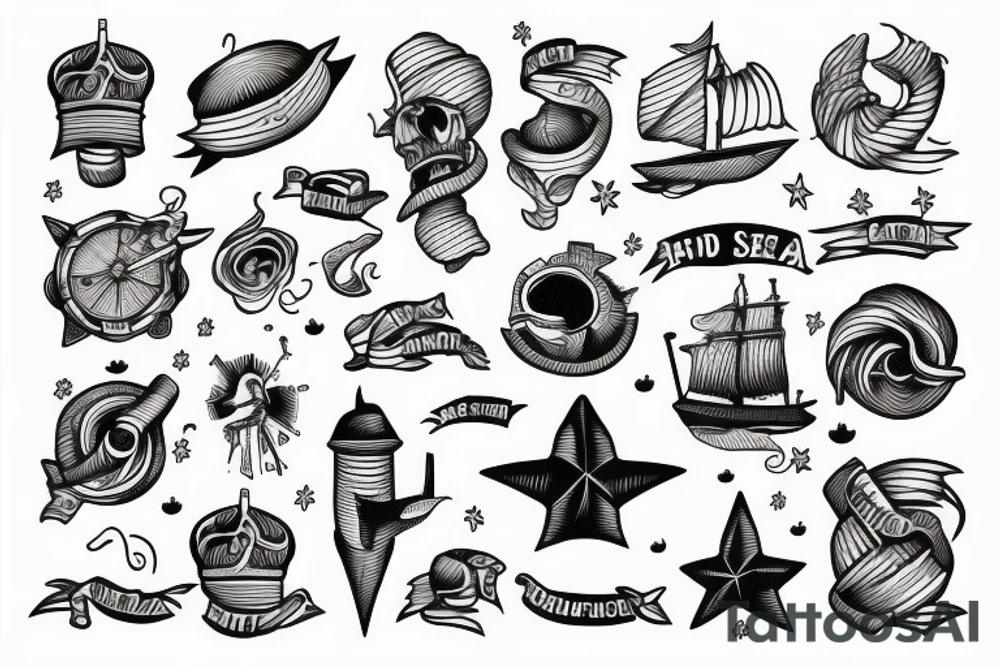 Ship at sea full sleeve tattoo idea