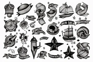 Ship at sea full sleeve tattoo idea
