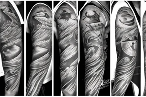 Ship at sea full sleeve tattoo idea
