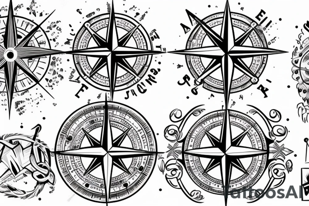 Compass and anker tattoo idea