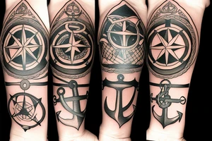 Compass and anchor tattoo idea