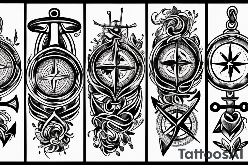 Compass and anchor tattoo idea