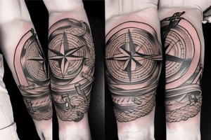 Compass and anchor tattoo idea