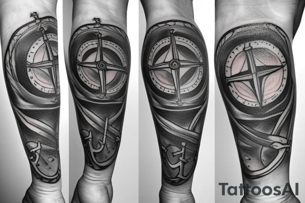 Compass and anchor tattoo idea