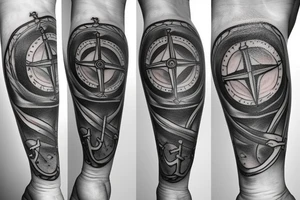 Compass and anchor tattoo idea