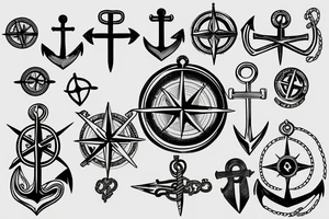 Compass and anchor tattoo idea