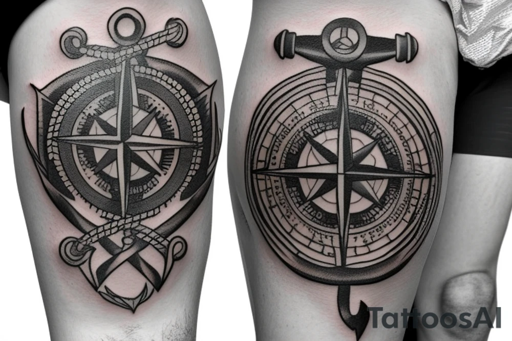 Compass and anchor tattoo idea